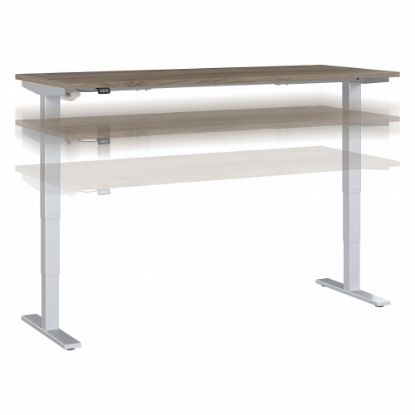 Picture of Bush Business Furniture Move 40 Series Electric Height-Adjustable Standing Desk, 28-1/6inH x 71inW x 29-3/8in, Modern Hickory/Cool Gray Metallic, Standard Delivery