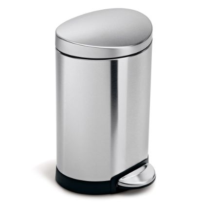 Picture of simplehuman Fingerprint-Proof Mini Semi-Round Can, 6L, Brushed Stainless Steel