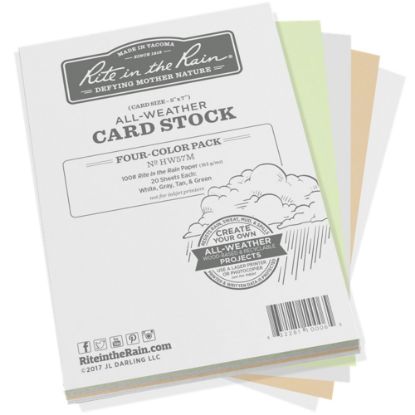 Picture of Rite In The Rain All-Weather Card Stock, Assorted Colors, 5in x 7in, 100 Lb, Pack Of 80