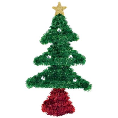 Picture of Amscan 241340 Christmas Small 3D Tinsel Trees, 7-3/4inH x 5-1/2inW x 2inD, Gold, Set Of 8 Trees