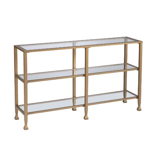 Picture of SEI Furniture Jaymes Metal/Glass Console Table, 29-1/4inH x 48-1/2inW x 12-3/4inD, Gold