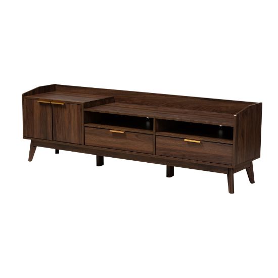 Picture of Baxton Studio Mid-Century Modern TV Stand, 22inH x 70-15/16inW x 15-3/4inD, Walnut