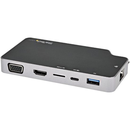 Picture of StarTech.com USB C Multiport Adapter, USB-C to 4K HDMI or VGA Video with 100W PD Pass-through, 10Gbps USB Hub/MicroSD/GbE, USB-C Mini Dock