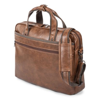 Picture of Bugatti Valentino Vegan Leather Briefcase, 12-1/2inH x 16-1/2inW x 5inD, Cognac