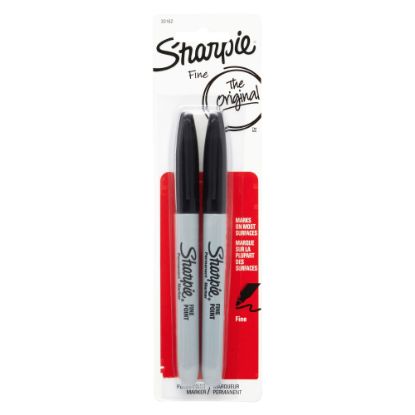 Picture of Sharpie Permanent Fine-Point Markers, Black, Pack Of 2 Markers