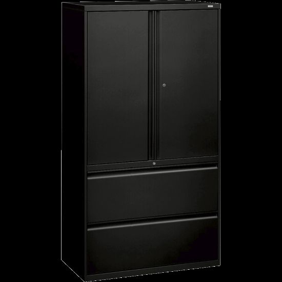 Picture of HON 800 Series Storage Cabinet With Lateral File, 36in Wide, Black