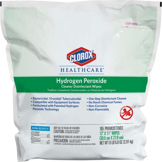 Picture of Clorox Healthcare Hydrogen Peroxide Disinfecting Wipes, 12in x 11in, Pack Of 185