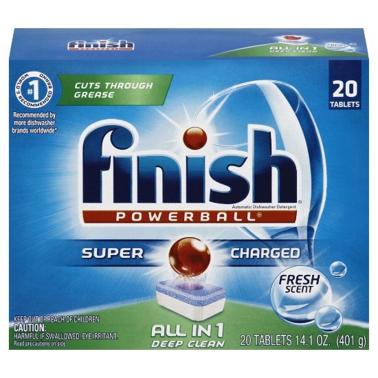 Picture of Finish Powerball Dishwasher Detergent Tabs, Fresh Scent, Box Of 20