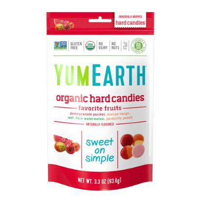 Picture of YumEarth Organic Favorite Fruit Hard Candies, 3.3 Oz, Pack Of 3 Bags