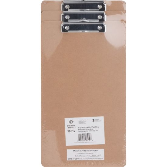 Picture of Business Source Legal-size Clipboard - 8 1/2in x 14in - Hardboard - Brown - 3 / Pack