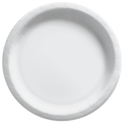 Picture of Amscan Round Paper Plates, 8-1/2in, Frosty White, Pack Of 150 Plates