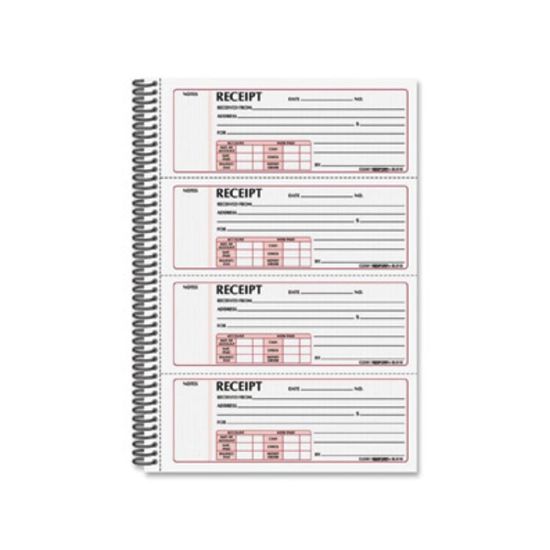 Picture of Rediform Money Receipt Book - 300 Sheet(s) - Wire Bound - 2 Part - Carbonless Copy - 7 5/8in x 11in Sheet Size - White Sheet(s) - Red Print Color - Blue Cover - 1 Each