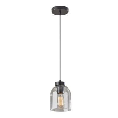 Picture of Adesso Bristol Pendant Lamp, 8inH x 6inW, Clear Shade/Black Base