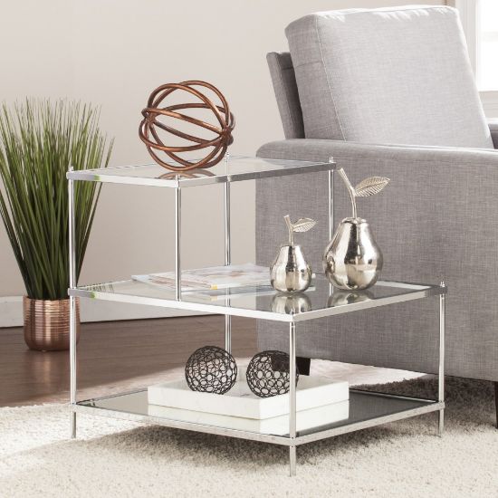 Picture of SEI Furniture Knox Glam Mirrored Accent Table, Rectangular, Chrome