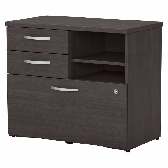 Picture of Bush Business Furniture Studio C 29-5/7inW x 17inD Lateral File Cabinet With Drawers and Shelves, Storm Gray, Standard Delivery