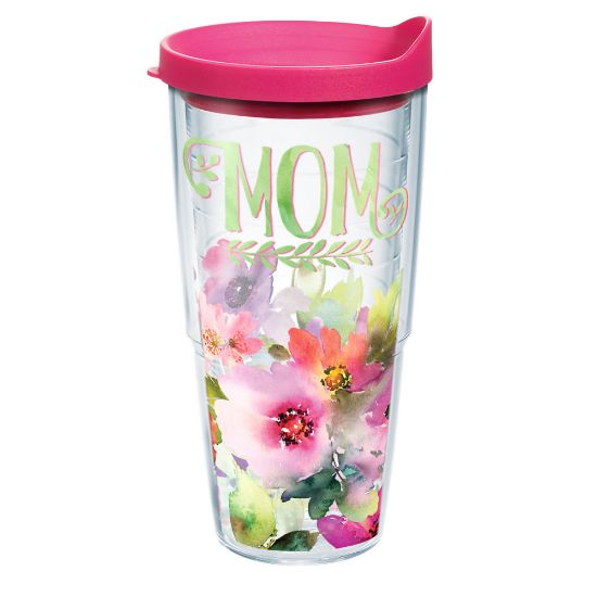 Picture of Tervis Mom Watercolor Floral Tumbler With Lid, 24 Oz, Clear