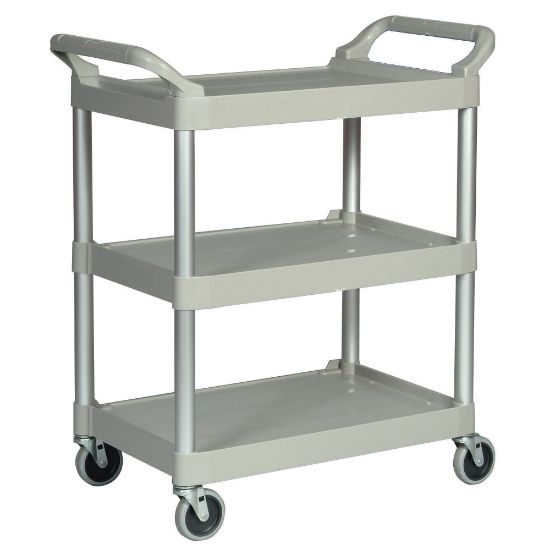 Picture of Rubbermaid 3-Shelf Utility Cart, 37 3/4inH x 33 5/8inW x 18 5/8inD, Platinum