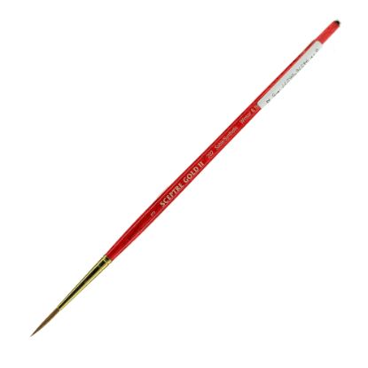 Picture of Winsor & Newton Sceptre Gold II Short-Handle Paint Brush 202, Size 3, Designer Round Bristle, Sable Hair, Terracotta