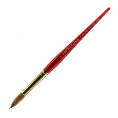 Picture of Winsor & Newton Sceptre Gold II Short-Handle Paint Brush 101, Size 16, Round Bristle, Sable Hair, Terracotta