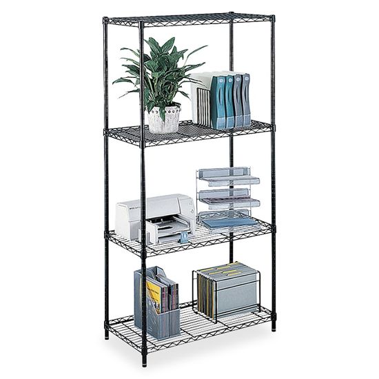 Picture of Safco Commercial Wire Steel Shelving Unit, 4 Shelves/4 Posts, Black