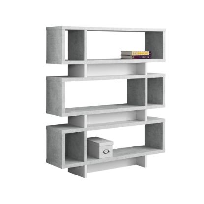 Picture of Monarch Specialties 55inH 3-Shelf Modern Bookcase, Gray Cement/White