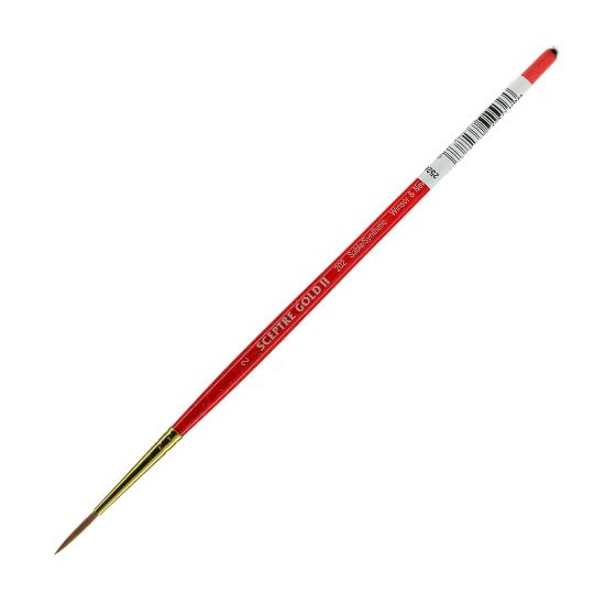 Picture of Winsor & Newton Sceptre Gold II Short-Handle Paint Brush 202, Size 2, Designer Round Bristle, Sable Hair, Terracotta