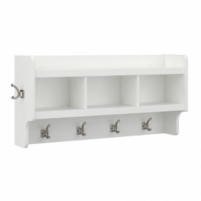 Picture of Bush Furniture Woodland 40inW Wall-Mounted Coat Rack With Shelf, White Ash, Standard Delivery