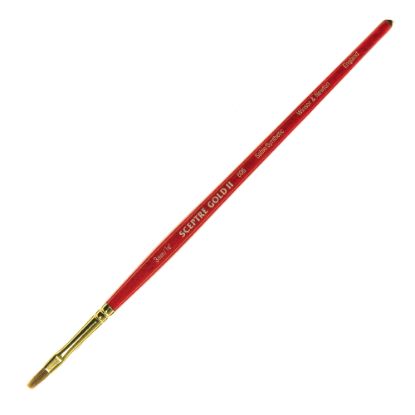 Picture of Winsor & Newton Sceptre Gold II Short-Handle Paint Brush 606, 1/8in, One-Stroke Bristle, Sable Hair, Terracotta