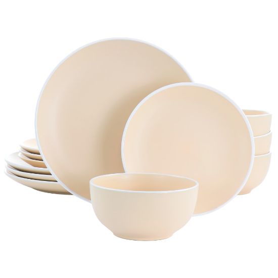 Picture of Spice By Tia Mowry Creamy Tahini 12-Piece Stoneware Dinnerware Set, Orange