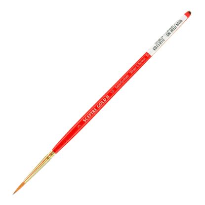 Picture of Winsor & Newton Sceptre Gold II Short-Handle Paint Brush 101, Size 3, Round Bristle, Sable Hair, Terracotta