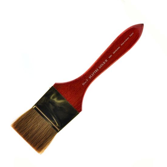 Picture of Winsor & Newton Sceptre Gold II Short-Handle Paint Brush, 2in, Wash Bristle, Sable Hair, Terracotta