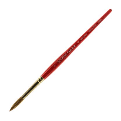 Picture of Winsor & Newton Sceptre Gold II Short-Handle Paint Brush 101, Size 10, Round Bristle, Sable Hair, Terracotta