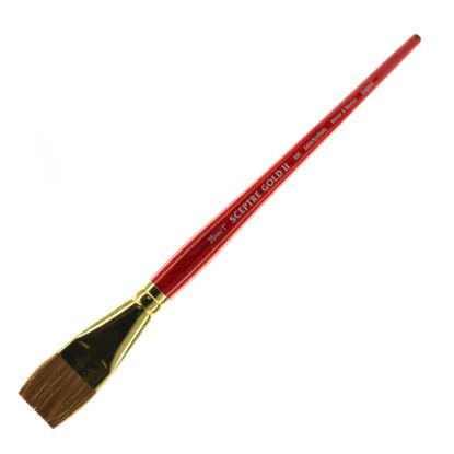 Picture of Winsor & Newton Sceptre Gold II Short-Handle Paint Brush 606, 1in, One-Stroke Bristle, Sable Hair, Terracotta