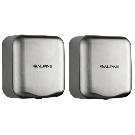 Picture of Alpine Industries Hemlock Commercial Automatic High-Speed Electric Hand Dryers, Brushed Silver, Pack Of 2 Dryers