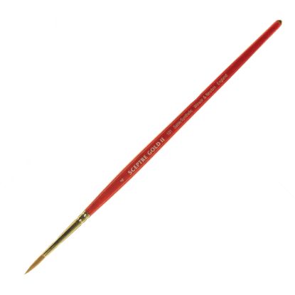 Picture of Winsor & Newton Sceptre Gold II Short-Handle Paint Brush 101, Size 4, Round Bristle, Sable Hair, Terracotta