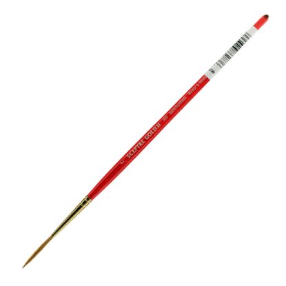 Picture of Winsor & Newton Sceptre Gold II Short-Handle Paint Brush 303, Size 2, Lettering Bristle, Sable Hair, Terracotta