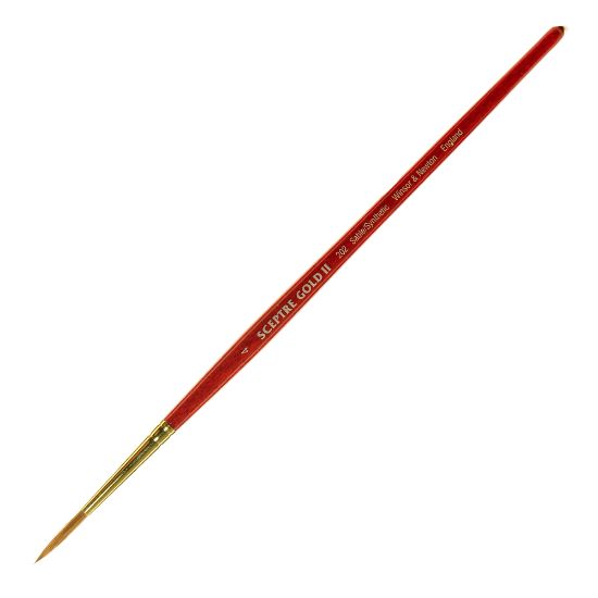 Picture of Winsor & Newton Sceptre Gold II Short-Handle Paint Brush 202, Size 4, Designer Round Bristle, Sable Hair, Terracotta