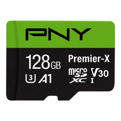 Picture of PNY 128GB Premier-X Class 10 U3 V30 microSDXC Flash Memory Card - Class 10, U3, V30, A1, UHS-I