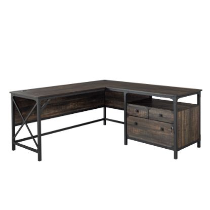 Picture of Sauder Steel River 67inW L-Computer Desk With Lateral File Drawer, Carbon Oak