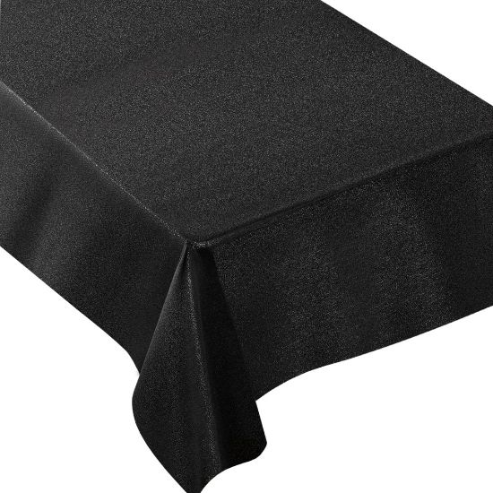 Picture of Amscan Metallic Fabric Table Cover, 60in x 84in, Black