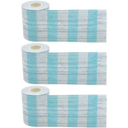 Picture of Teacher Created Resources Straight Rolled Border Trim, Vintage Blue Stripes, 50' Per Roll, Pack Of 3 Rolls