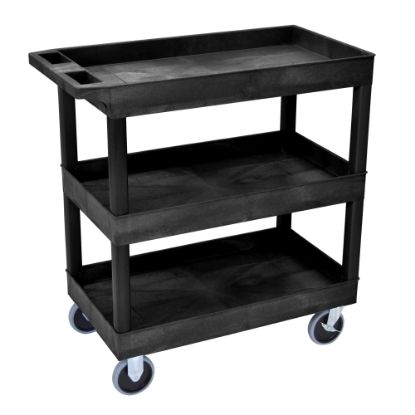 Picture of Luxor E-Series 3-Shelf Tub Cart, 37 1/4inH x 32inW x 18inD, Black