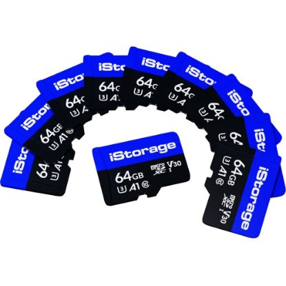 Picture of 10 PACK iStorage microSD Card 64GB | Encrypt data stored on iStorage microSD Cards using datAshur SD USB flash drive | Compatible with datAshur SD drives only - 100 MB/s Read - 95 MB/s Write