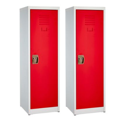 Picture of Alpine 1-Tier Steel Lockers, 48inH x 15inW x 15inD, Red, Set Of 2 Lockers