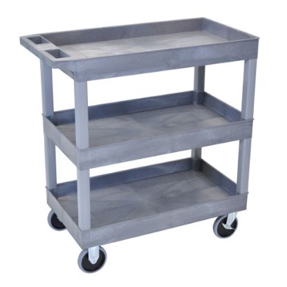 Picture of Luxor E-Series 3-Shelf Tub Cart, 37 1/4inH x 32inW x 18inD, Gray