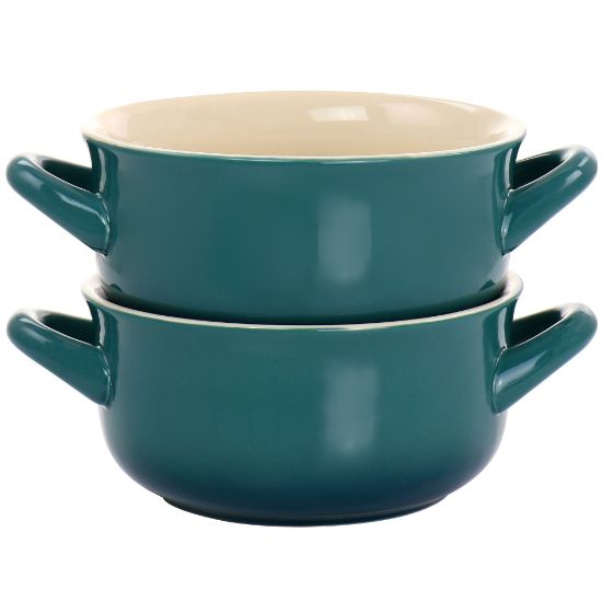 Picture of Gibson Crock Pot 2-Piece Stoneware Soup Bowl Set, 30 Oz, Teal