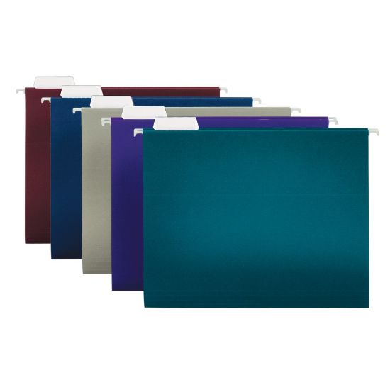 Picture of Office Depot Brand 2-Tone Hanging File Folders, 1/5 Cut, 8 1/2in x 11in, Letter Size, Assorted Colors, Box Of 25 Folders