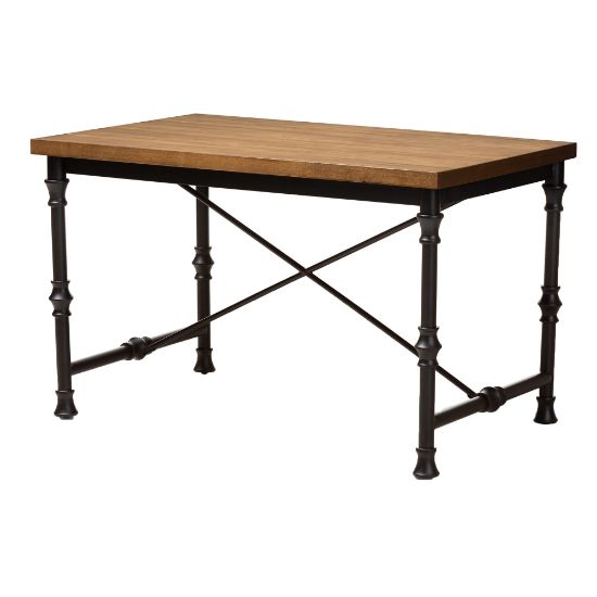 Picture of Baxton Studio Ayaz Cross 48inW Writing Desk, Dark Oak Brown