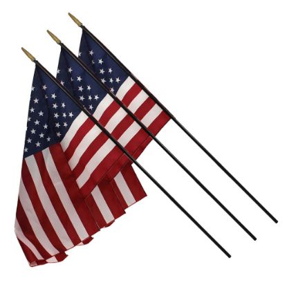 Picture of FlagZone Heritage U.S. Classroom Flags With Staffs, 16in x 24in, Pack Of 3 Flags