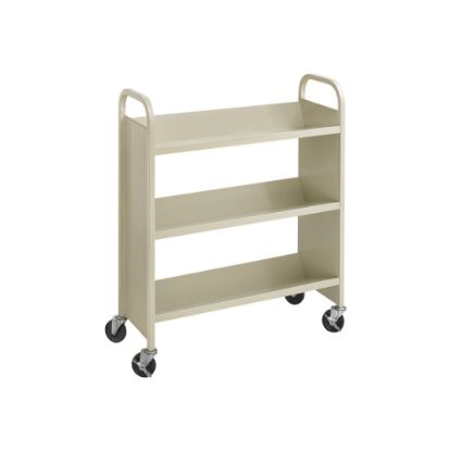 Picture of Safco Single-Sided Book Cart - Trolley - 3 shelves - powder-coated steel - sand